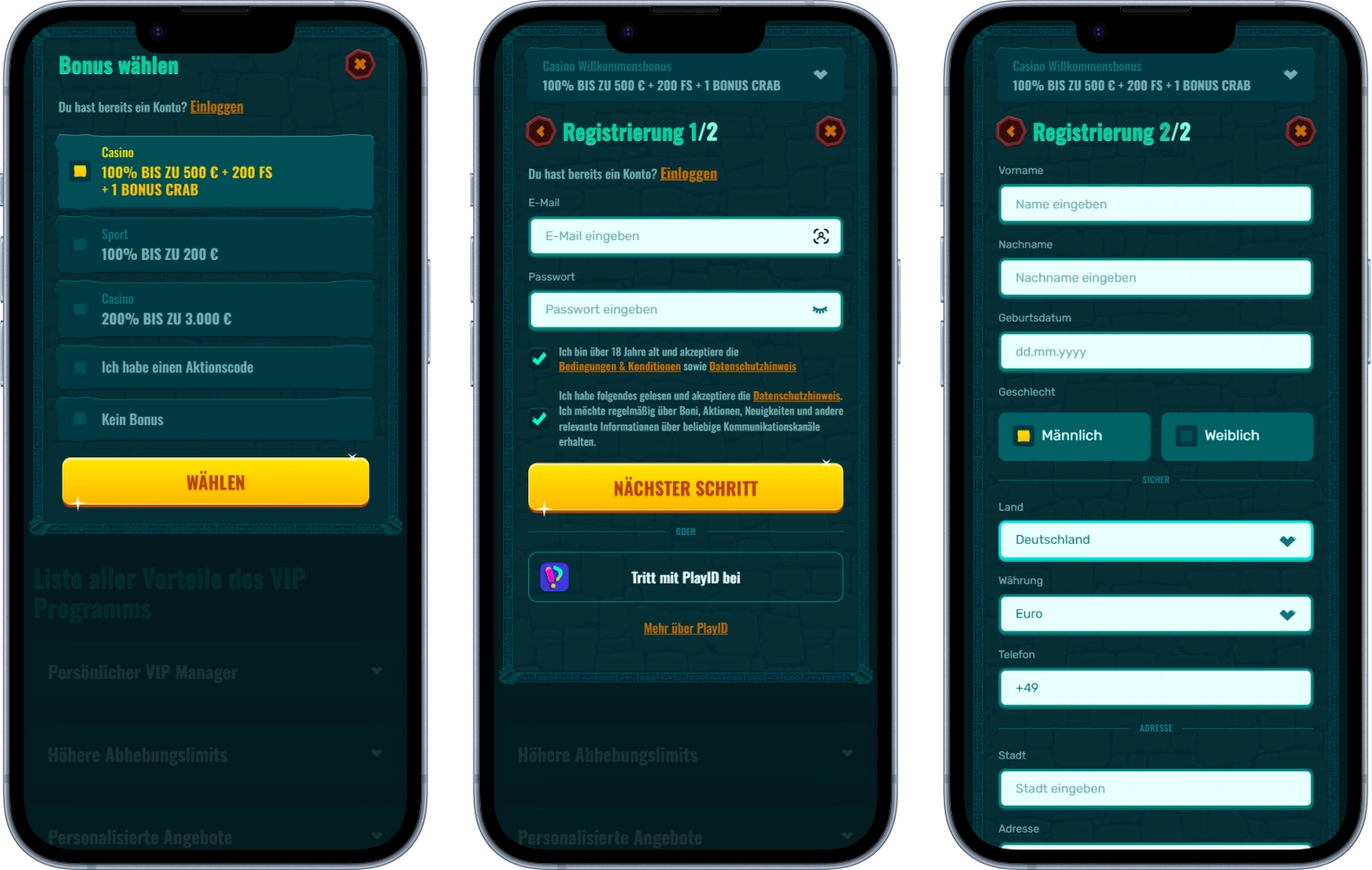 Registrierung und Anmeldung im Spinanga Casino
