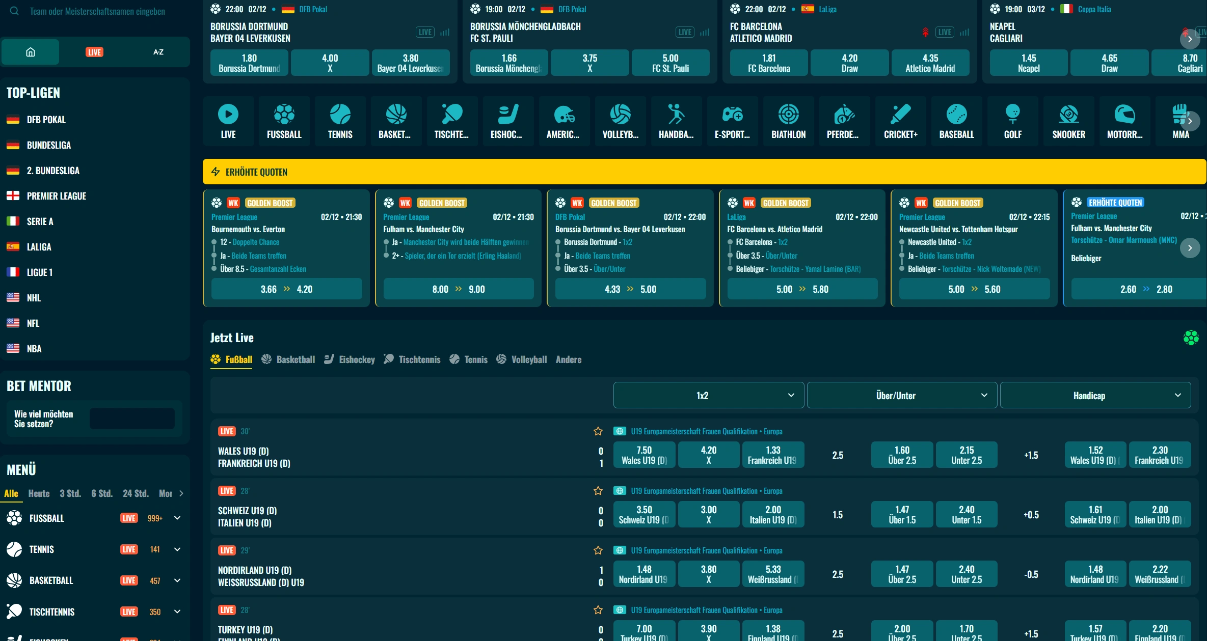Sportwetten bei Spinanga